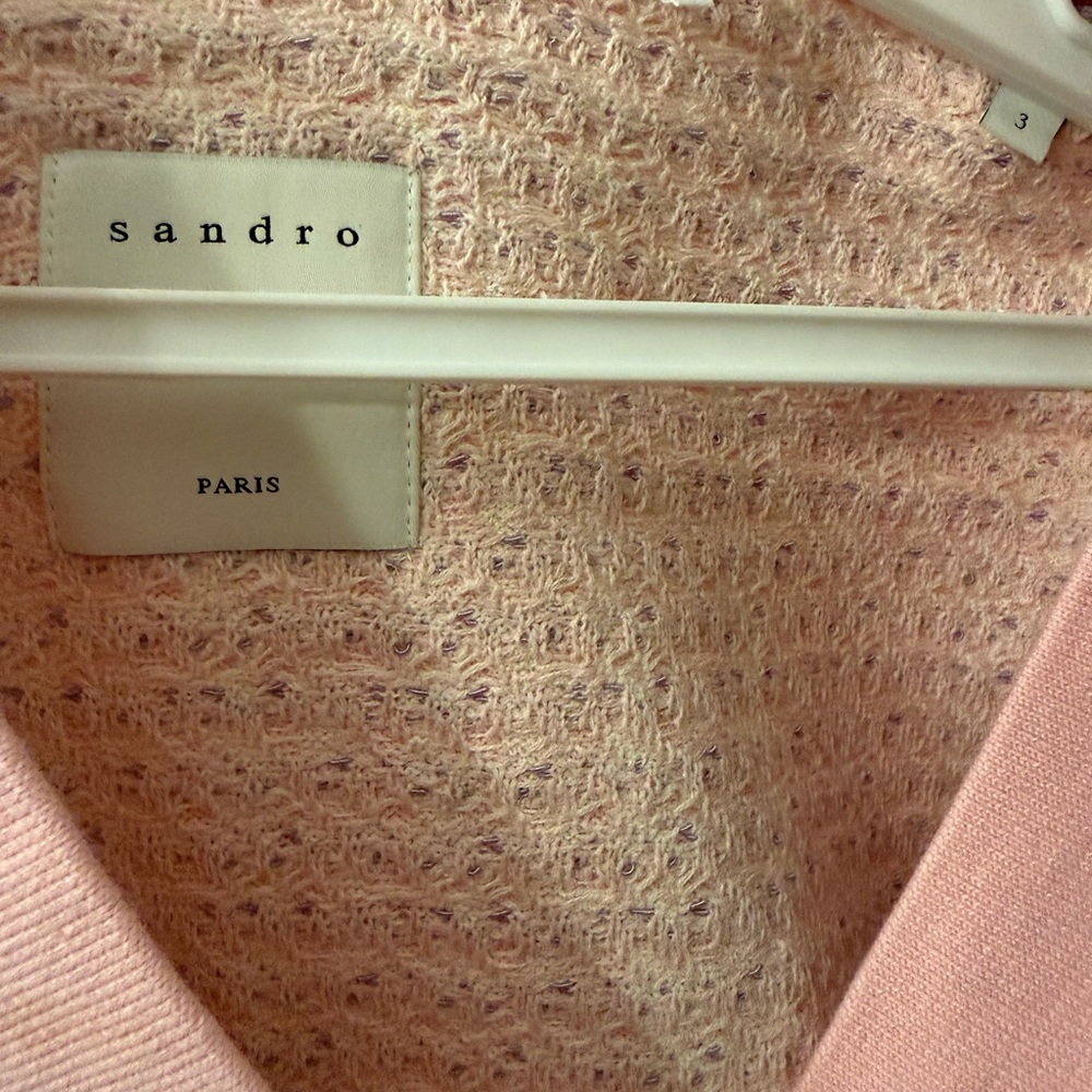 Sandro Pink Knit Cardigan with Pearl Buttons - Picture 7 of 12